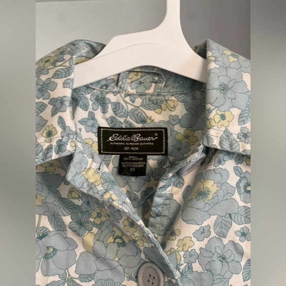 Eddie Bauer Floral Trench Coat Duster Coat XS - Picture 4 of 8